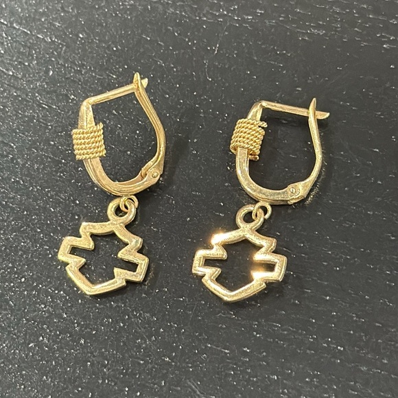 Harley-Davidson 10K Gold Vintage Stamper Earrings - Picture 3 of 8